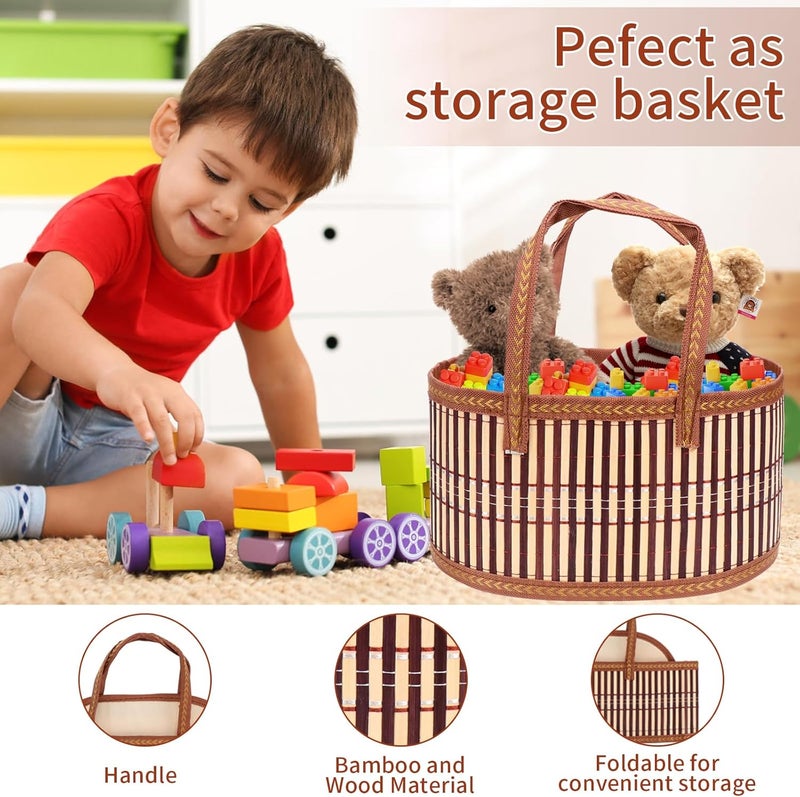 Dreamtop 3 Set Baskets for Gifts Empty, Woven Bamboo Gift Basket Empty Large with Handles, Sturdy Gift Basket Kit Empty to Fill for Christmas Birthday Baby Shower Wedding Gift (Brown) - Image 5